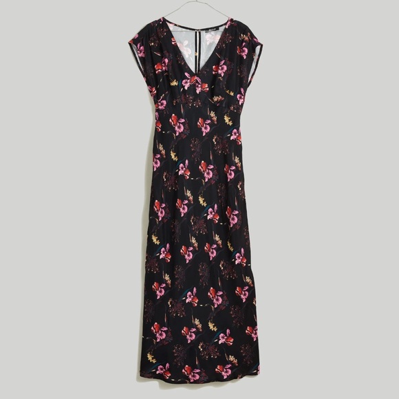 Madewell NWT Wide V Neck Midi Dress in Dark Bloom - Picture 2 of 8